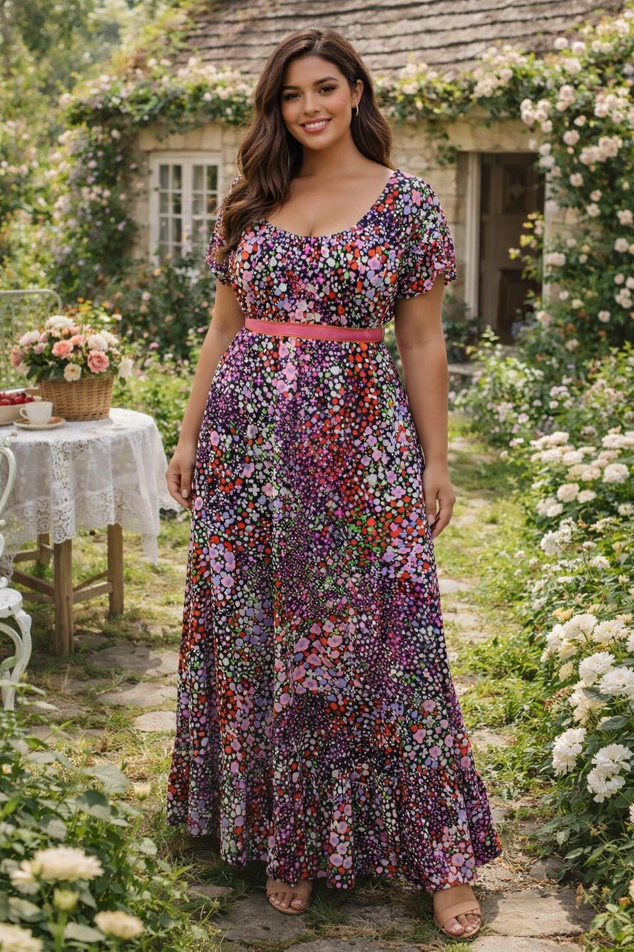 Vintage Saks Fifth Avenue Empire Waist Puff Sleeve Floral Maxi Dress Size 16